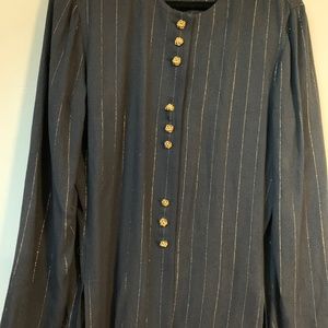 R&M Richards‎ by Karen Kwong 80s 90s  black andGold  Vintage  Shirt Top